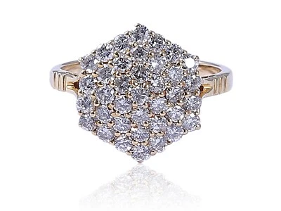 Pave 1,40 Cts Ronde Brillante Taille Naturel Diamants Mariage Bague 18K Or jaune - Photo 1/4