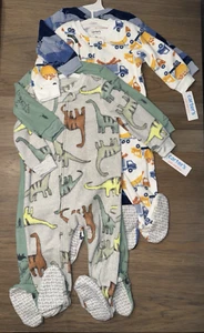 New Boy's (4) Carters Just One You Footed Fleece Zip-Up Sleepers Size 18 Months - Picture 1 of 5