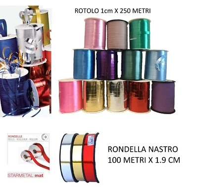 STAR Rotolo Nastro Regalo Bobina 250 mt x 1 cm Nastro Arricciabile Fiocchi Pacchetti
