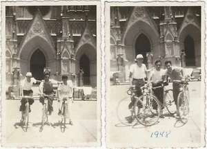 Instantáneas originales de viaje de ciclistas Luján Basílica Buenos Aires Argentina 2 1948 - Imagen 1 de 2