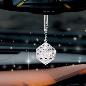 Espejo retrovisor colgante Bling coche estrás coche colgante dados con puntos dijes - Imagen 1 de 10