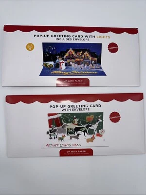Lot Of 2 Up With Paper 3D Pop-Up Christmas Cards- Combo B- Over $30 Retail! - Image 1 of 4