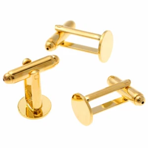 Vintage GOLD Tone Pad Plated Cufflink Findings Cuff Link Blanks Backs 10mm Plate - Picture 1 of 3