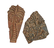 2 Pc Different Vintage old Hand Carved Wooden Textiles Printing Block Stamp/ Die