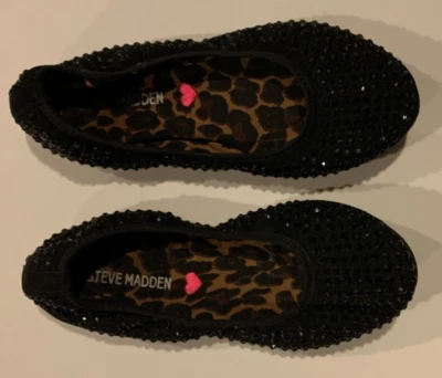 Steve Madden молодежи девочек балет туфли плоскостях черный блестки без шнуровки размер 13 - Изображение 1 из 4