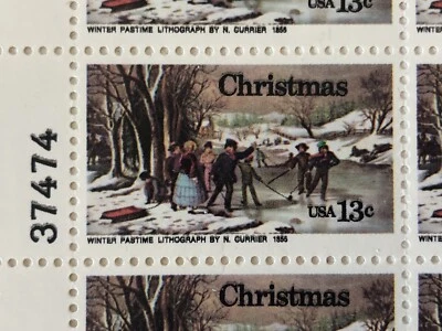 Vintage Winter Christmas 1976 USPS Block of 20 N. Currier Mr Zip 13c MNH Stamps - Image 1 of 3