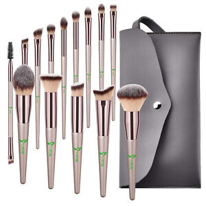 Ustar Conical Handle Makeup Brushes With Case Bag. 14 Count
