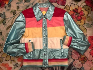 THE MIGHTY COMPANY Lamb Leather Jacket $1,295 Pride Metallic Size XS - Picture 1 of 23