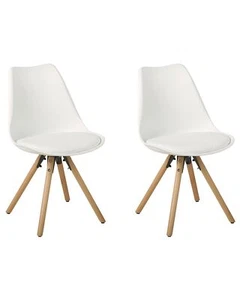 Set of 2 Dining Chairs White DAKOTA - Picture 1 of 10