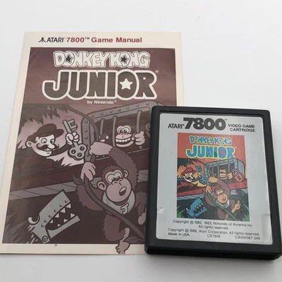 Cartucho de videojuego Atari 7800 Donkey Kong Junior 1988 y manual de instrucciones Foto 1 de 4