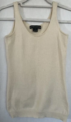 Ralph Lauren Black Label 100% Cashmere Tank Top Cream S Scoop Neck - Image 1 of 3