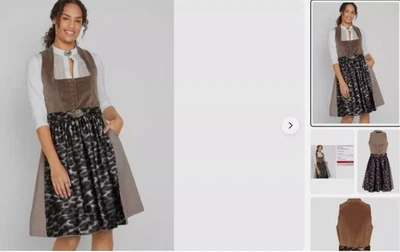 2*C/ Gr. 50 BPC B.P.C. Dirndl Kleid BRAUN LEO SAMT NEU Trachtenkleid - Bild 1 von 3