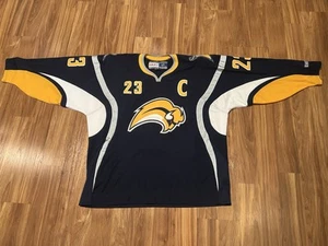 CCM Jersey Buffalo Sabres Blue Slug Mens XL Mic Euc Sewn Custom #23 - Picture 1 of 13