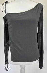 Top Cathsnna gris gris para mujer tela elástica mangas transparentes talla XL nuevo con etiquetas - Imagen 1 de 7