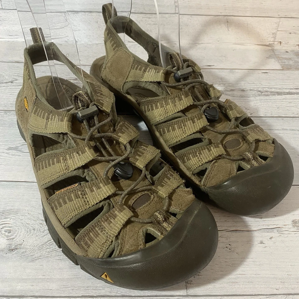 Keen 凉鞋男式 13 绿色棕色防水户外远足坚固小径鞋 — 第 1/4 张图片