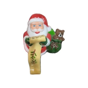 Vintage Santa Claus Figurine Teddy Bear Christmas Stocking Holder Hanger - Picture 1 of 2