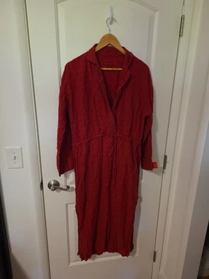 Maxi Vestido Mara Hoffman Natación M Rojo Mezcla de Lino Corbata Abertura Lateral Lagenlook  Foto 1 de 4