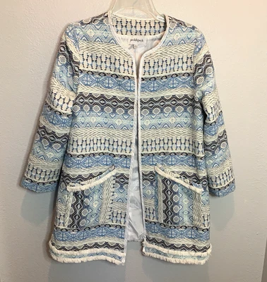 peck & peck open blazer/jacket Women's Large Cotton Blend Fringe Lined - Image 1 of 4