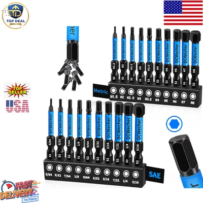 20 Pieces Allen Wrench Drill Bit Set Hex Bits 2 inch 20 (Metric & SAE) - Image 1 of 4