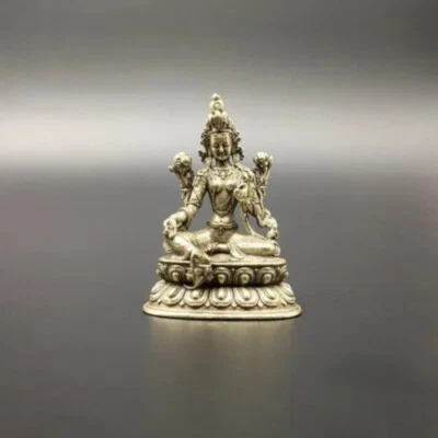 Estatua de Buda Tara verde cobre mini hogar mesa decoración regalo retro Foto 1 de 4