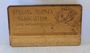 Vintage Special Agents Association Life Membership Brass Plaque FBI CIA  - Picture 1 of 3