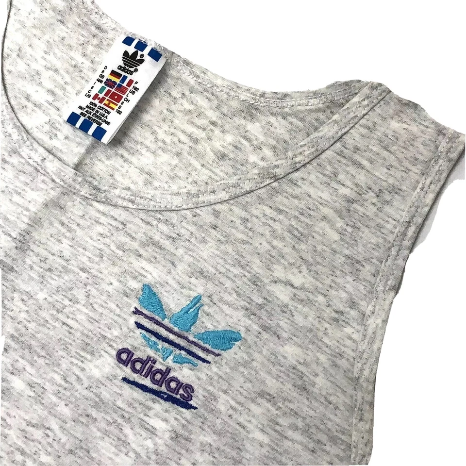 Camiseta sin mangas Adidas de brezo de colección años 80 TRE FOIL sin mangas musculosa camiseta atlética EE. UU. L Foto 1 de 4