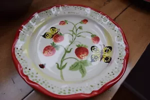 Piatto Anthropologie NATHALIE LETE 10" cena fragola "Qui a mangé la fraise?" - Foto 1 di 7