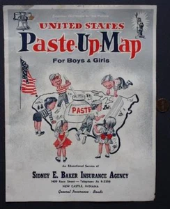 1961 New Castle Indiana Insurance Agency USA Paste-up map sticker book VINTAGE-- - Picture 1 of 1