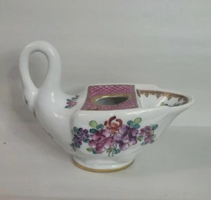 Vintage Porcelaine De Paris France Gilded Floral Hand Painted Swan Inkwell Rare - Picture 1 of 10