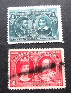 Canada-1908-1 & 2c Quebec Anniv.-Used - Zdjęcie 1 z 4