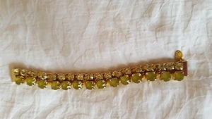 CARA NEW YORK Gold-Tone Peridot colored Crystal Beaded Chain Magnetic Bracelet 7 - Picture 1 of 3