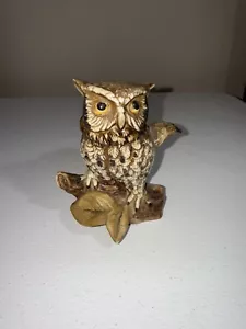 Vintage HOMCO Owl #1114 Porcelain Barn Owl on Branch Figure Figurine Home Decor - Picture 1 of 5
