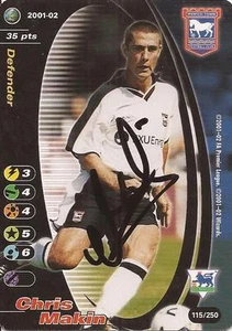 CHRIS MAKIN SIGNED IPSWICH 2001/2002 FOOTBALL CHAMPIONS TRADING CARD+COA - Picture 1 of 1