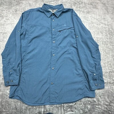 The North Face Shirt Mens XL Blue Mini-Grid Vented Button Up Hiking Outdoor - Image 1 of 4