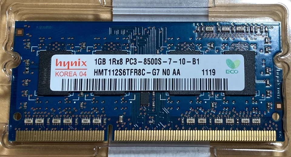 Hynix 1Rx8 PC3-8500S-7-10-B1 1GB Memory 204 pin - Image 1 of 1