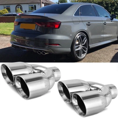1 Pair Muffler Tip 2.5" In/3.5" Slant Cut Out Accessories For Audi A3 A4 A5 A6 - Изображение 1 из 4