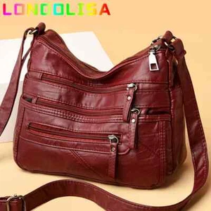 High Quality Women's Soft PU Leather Shoulder Bags Multi-Layer Pockets - Picture 1 of 31