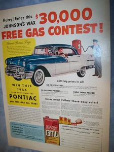 1956 Pontiac Star Chief Catalina Large-Mag Johnson Auto Wachs Wettbewerb Anzeige - Bild 1 von 1