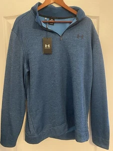 Under Armour Shirt Mens XL Blue Loose Quarter Zip Pullover Activewear Sweatshirt - Picture 1 of 2
