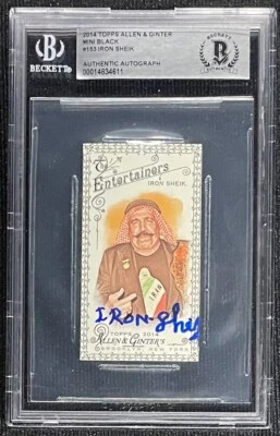 THE IRON SHEIK SIGNED 2014 TOPPS ALLEN & GINTER MINI BLACK BECKETT AUTO 611 - Image 1 of 2