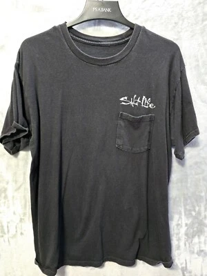 Salt Life T 恤短袖男式 L 黑色 Live The Salt Life 前口袋 — 第 1/4 张图片