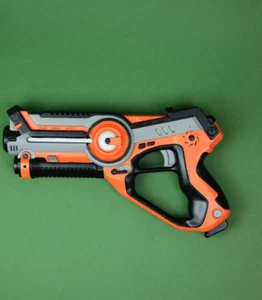 Light Up, Noisemaking Sci Fi Blaster Gun - Black Grey & Orange Futuristic Weapon - Picture 1 of 7