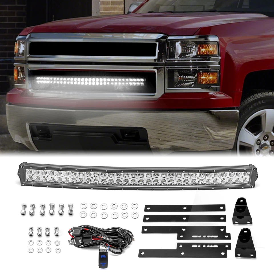 for 14 15 16 17 18 Chevy Silverado 1500, 32'' LED Light Bar+Grille Mounts+Wiring - Image 1 of 4