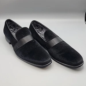 Couture 1910 schwarz Samt elegante Schuhe Halbschuhe Slipper Party Event Herren Größe 8,5M - Bild 1 von 6