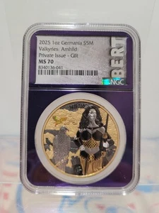 2025 Germania S5M Valkyries Arnhild Valhalla 1 Oz NGC MS 70 Gold Gilt LE 999 Pcs - Picture 1 of 7
