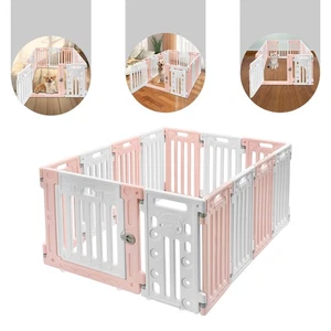 Parque infantil cerca 11 paneles para mascotas perros 25,6"" altura ejercicio con puerta interior - Imagen 1 de 19