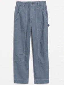 Old Navy ~ Utility Damenhose hoher Bund 16 ~ staubblau gerade Baumwolle - Bild 1 von 4