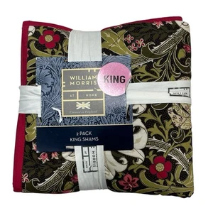 Juego de 2 fundas de almohada acolchadas King William Morris Golden Lilly Forrest florales - Imagen 1 de 5