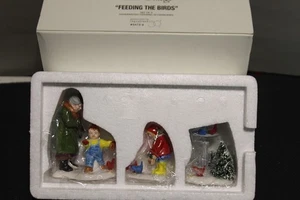 Dept 56 Snow Village Accessory 1994 FEEDING THE BIRDS 3 Pc #54739 NEW - Picture 1 of 4