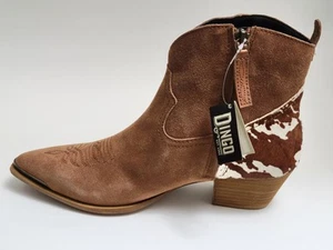 Dingo Cute Western Boots Women's 9.5M Brown Leather Cowhide Snip Toe New In Box - Picture 1 of 18